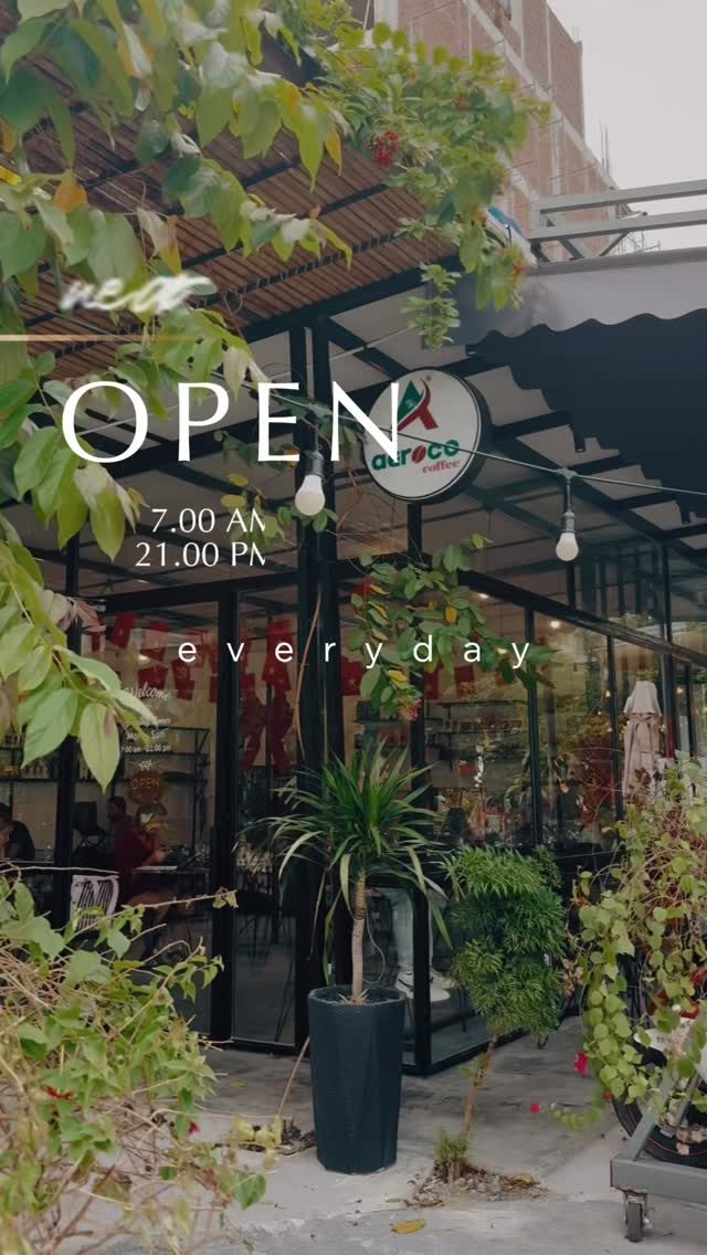 Aeroco's “OPEN” sign hanging over the plant-filled glass storefront