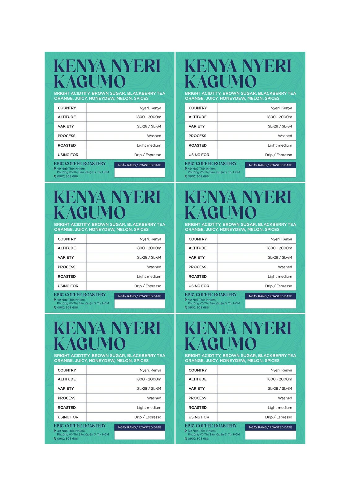 Kenya Nyeri Kagumo — nhãn cà phê Epic