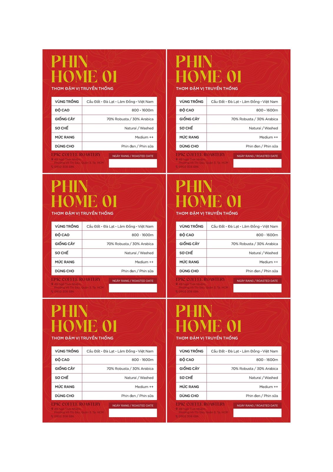 Phin Home 01 — nhãn cà phê Epic