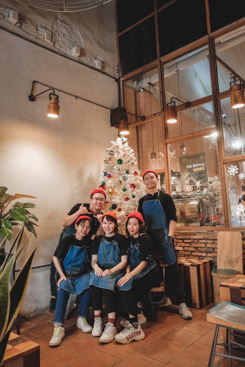 Christmas; festive decor, holiday drinks, branded graphics