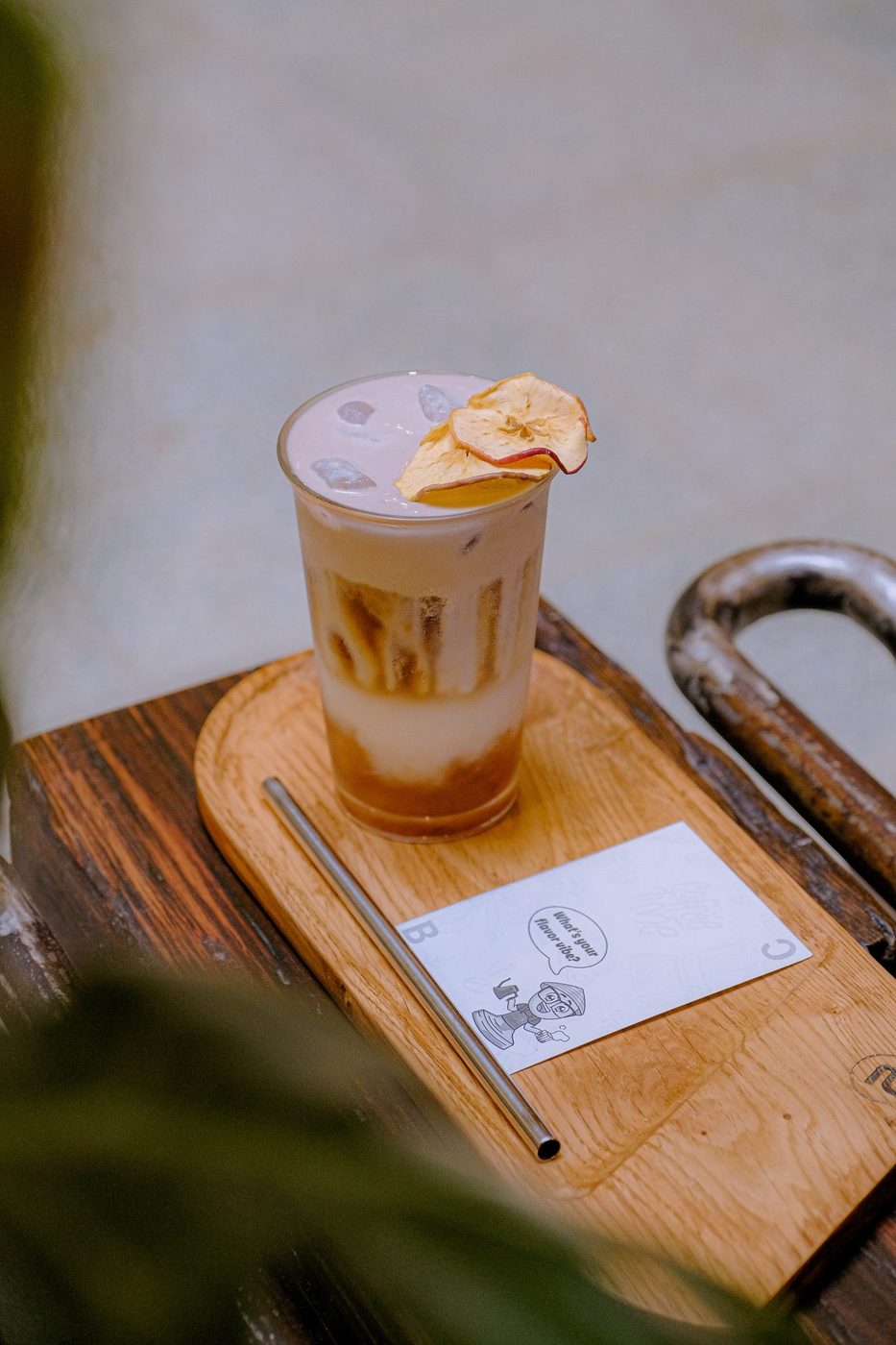 Autumn apple-cinnamon drinks; crème brûlée coffee, crystal glass