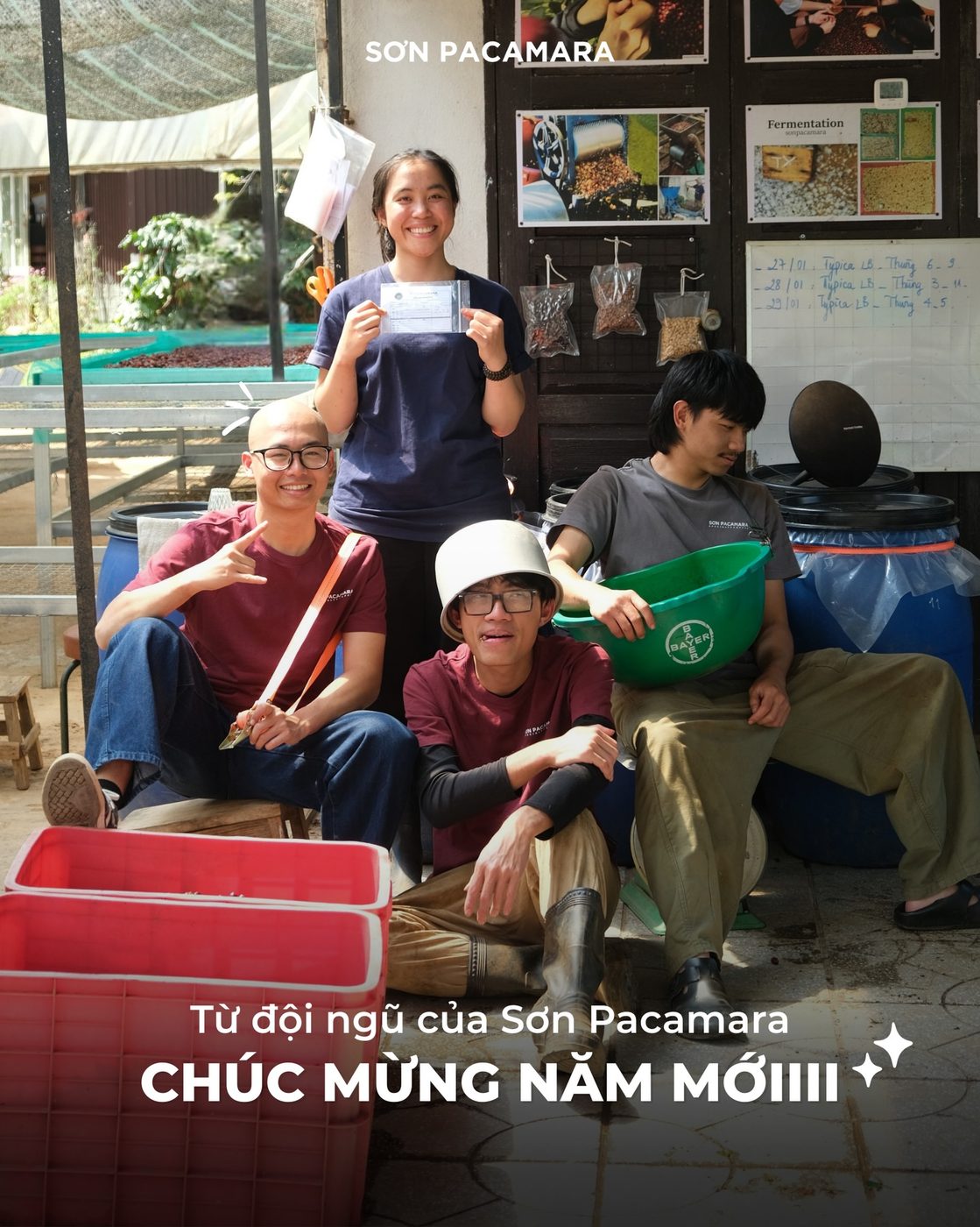 Cả đội Sơn Pacamara chúc mừng năm mới