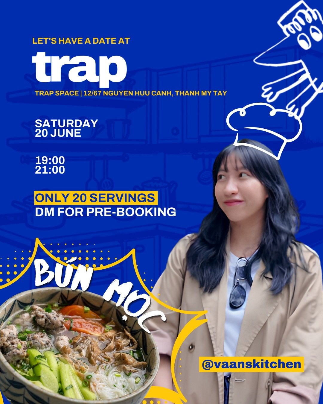 Poster đêm bún mọc pop-up